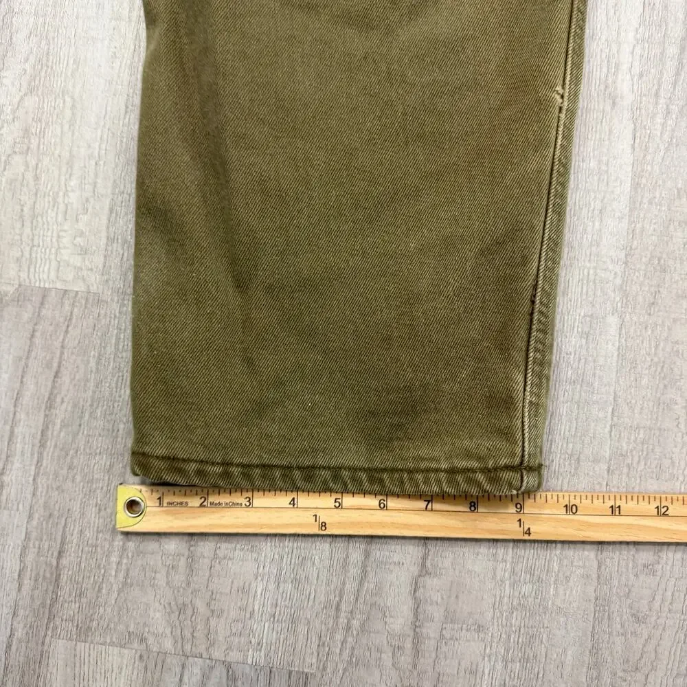 Vintage Carhartt Flannel Lined Pants Men's 42x30 Olive Denim Workwear B162-BRK